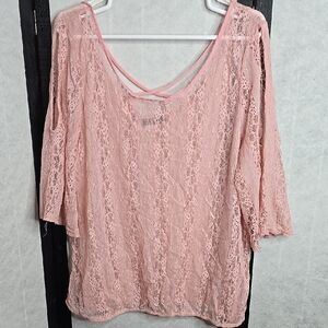 Elegant Pink Lace Women's Top